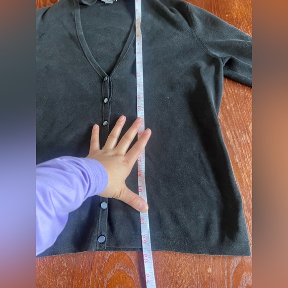 Ann Taylor || Women’s Black Button Down Casual Outdoor Cardigan Silk Blend L - Picture 6 of 9